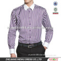 latest mens tailored fit purple stripe long sleeve fashion casual cotton shirt with pointed collar